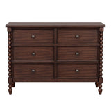 Wholesale 46"W 6-Drawer Small Spindle Wood Dresser, Morocco Brown *