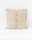 Deco pillow cover with buttons in Natural linen