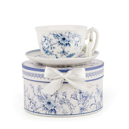 Blue Flowers Porcelain Cup & Saucer Gift Set