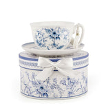 Blue Flowers Porcelain Cup & Saucer Gift Set