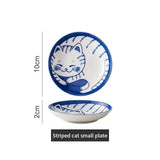 Japanese Cat Pattern Ceramic Dish Plate for Dining
