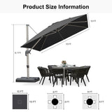 PURPLE LEAF Hailar Deluxe Aluminum Patio Umbrella with Base, Square and Rectangular Umbrella