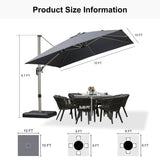 PURPLE LEAF Hailar Deluxe Aluminum Patio Umbrella with Base, Square and Rectangular Umbrella