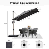 PURPLE LEAF Hailar Deluxe Aluminum Patio Umbrella with Base, Square and Rectangular Umbrella