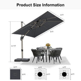 PURPLE LEAF Hailar Deluxe Aluminum Patio Umbrella with Base, Square and Rectangular Umbrella