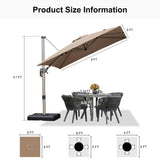 PURPLE LEAF Hailar Deluxe Aluminum Patio Umbrella with Base, Square and Rectangular Umbrella