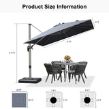 PURPLE LEAF Hailar Deluxe Aluminum Patio Umbrella with Base, Square and Rectangular Umbrella