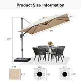 PURPLE LEAF Hailar Deluxe Aluminum Patio Umbrella with Base, Square and Rectangular Umbrella