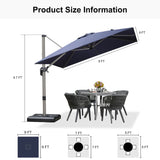 PURPLE LEAF Hailar Deluxe Aluminum Patio Umbrella with Base, Square and Rectangular Umbrella