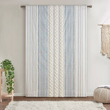 Cotton Printed Curtain Panel 50x108", White/Navy