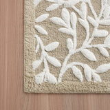 Dimensional Leaf Cotton Tufted Anti-Skid Bath Rug, Taupe