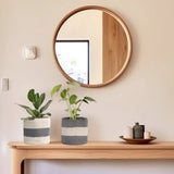 Jute Planters with Lining, Grey & White, 6.5", Set of 2 (16 Units)