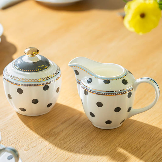 Grace Teaware Dark Gray Dots Sugar & Creamer Set