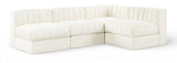 Rummi - Armless Velvet Performance Fabric Upholstered 4 Piece Modular Sectional