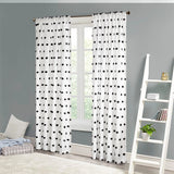Pom-Pom Semi Sheer Window Curtain, Black