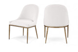 Ferro - Linen Textured Performance Fabric Upholstered Dining Side Chair - Cream / Brushed Gold