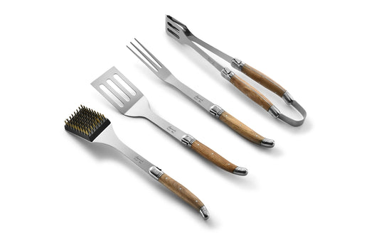 French Home Set of 4 Laguiole Bbq Tools with Storage Case