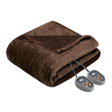 Heated Plush and Berber Electric Bedding Blanket, Brown