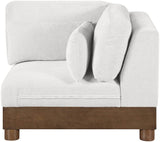 Turin - Chenille Fabric Upholstered Modular Corner Chair - Walnut Base