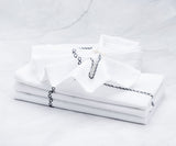 White Cloth Napkins - Diamond Embroidered Napkins