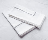 White Cloth Napkins - Diamond Embroidered Napkins