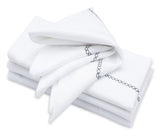 White Cloth Napkins - Diamond Embroidered Napkins