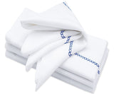 White Cloth Napkins - Diamond Embroidered Napkins