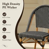 PURPLE LEAF French Bistro Chair Set of 2 Outdoor French Aluminium Frame Woven Rattan Back Dining Chair for Kitchen Bistros Cafe