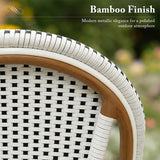 PURPLE LEAF French Bistro Chair Set of 2 Outdoor French Aluminium Frame Woven Rattan Back Dining Chair for Kitchen Bistros Cafe