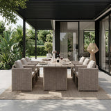 PURPLE LEAF Sanori Patio Dining Set Modern Large Weather-Resistant Table and Aluminum Chairs with Cushions for Garden Beige