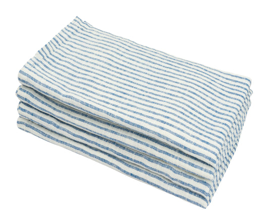 Blue Linen Striped Napkins