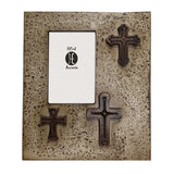 Distressed 3-Crosses Picture Frame, Cream, 4 MOQ