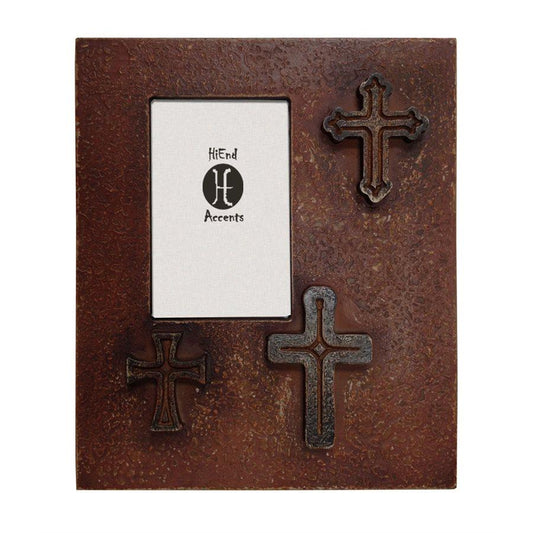 Distressed 3-Crosses Picture Frame, Red, 4 MOQ