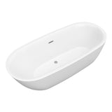 Ami Series 59 in. x 30 in. Flat Bottom Acrylic Freestanding 79 Gallon Soaking Bathtub with Center Drain in Glossy White