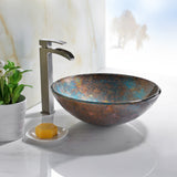 Stellar Series 17 in. Bathroom Vessel Sink with Scratch-Tough and Stain-Resistant Surface in Emerald Burst Glass