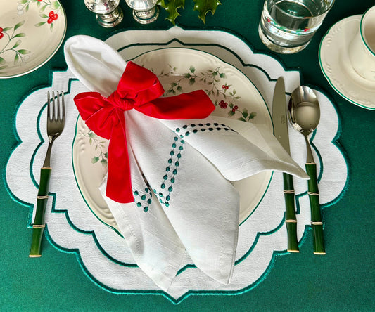 Green Cloth Napkins - Pearls Napkins