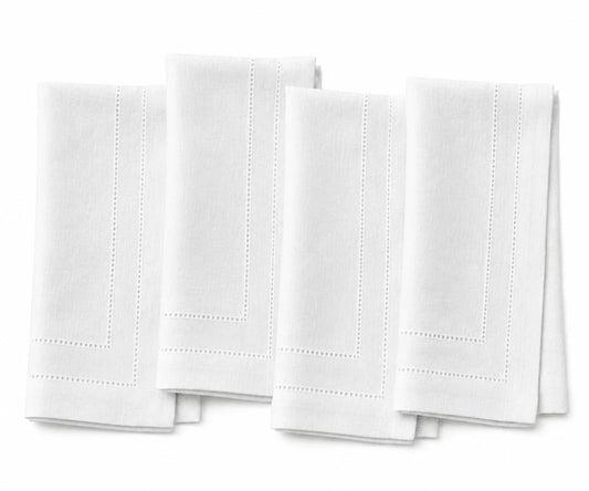 White Hemstitch Linen Napkins
