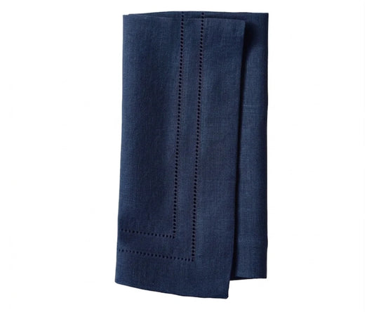 Double Hemstitch Linen Napkin - Navy Blue