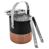 1.6 Qt Copper Ribbed Ice Bucket with Lid & Tongs