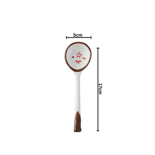 Japanese Ceramic Long Handle Soup Spoon