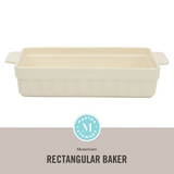 Martha Stewart Broadbrook Ceramic Bakeware, 13x9 Inch Rectangular Baking Dish with Handles, Cream Glazed Stoneware for Casseroles, Lasagna, Roasts & Desserts, Oven & Dishwasher Safe