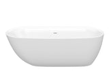 ANZZI Ami Series 30" W Freestanding Soaker Tub with Elegant Curve, Ergonomic Design, Center Drain, Slip-Resistant Texture, and Lifetime Warranty, Glossy White