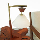 Dreamlight Table Lamp, Brown Solid Wood Base with Elegant Cone Linen Shade