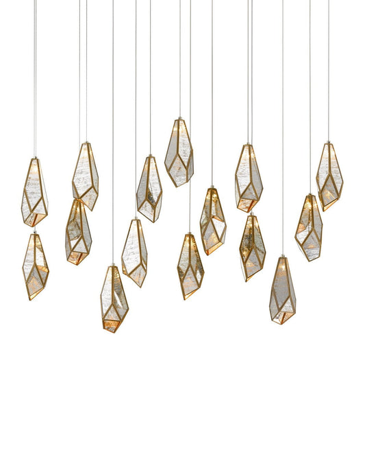 Glace Mirror 15-Light Linear Multi-Drop Pendant