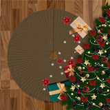 Velvet Quilted Round Christmas Tree Skirt