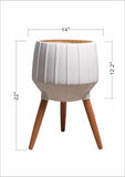 Dunguan White Ribbed Wood Outdoor Planter - Clearance