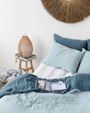 Dusty blue linen duvet cover set (3 pcs)