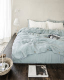 Dusty blue linen duvet cover set (3 pcs)