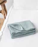Dusty blue linen flat sheet