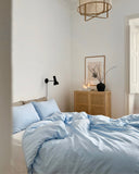 Sky blue linen-cotton pillowcase